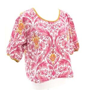 Beyond by Vera Lilly Pomegranate Open Tie Back Puffy Sleeve Blouse Size Medium